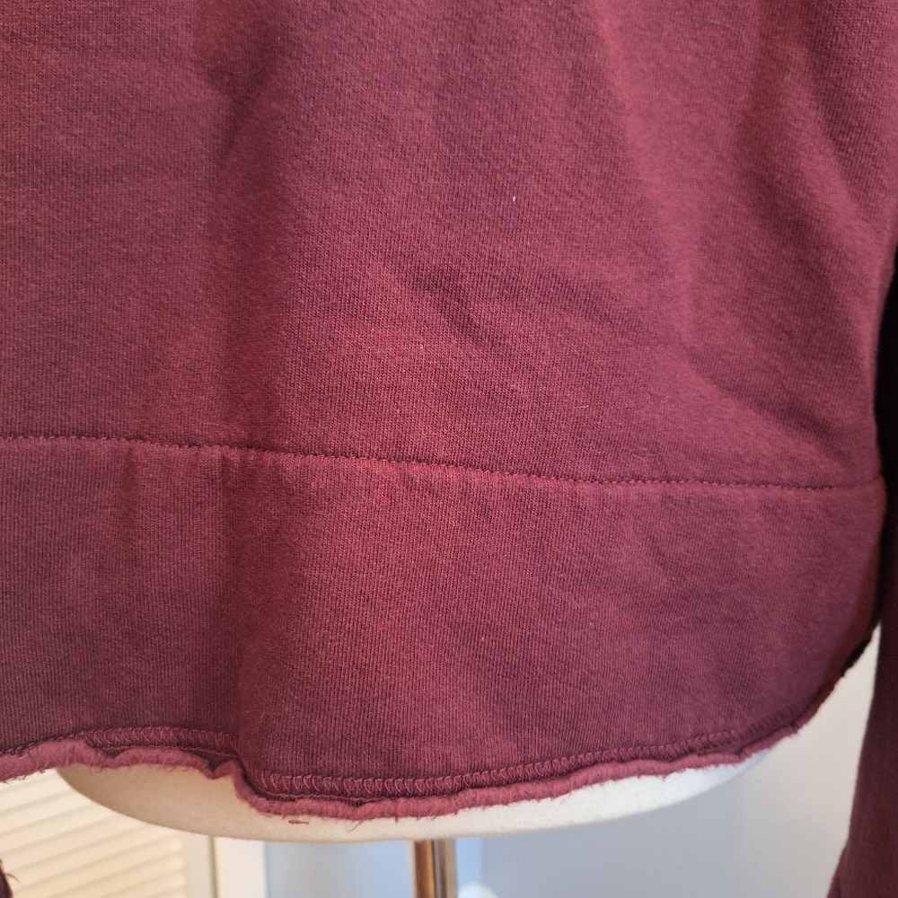Bryn Walker Oversized Bamboo Wine Cropped Cardigan Small *C6 - Picture 3 of 6